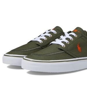 POLO RALPH LAUREN MEN’S FAXON X LOW-TOP CANVAS SNEAKER, SIZE 11 (Olive Green)